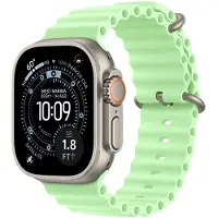 Apple - Band för smart klocka - 49 mm, svart titanfinish - 130 - 200 mm - neongrön - för Watch Hermès Series 9, SE 3, Series 10, Series 11, Series ...