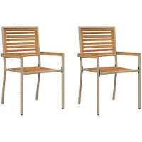 vidaXL Stapelbara trädgårdsstolar 2 st Brun och beige 42006824