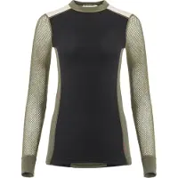 Aclima Women's WoolNet Hybrid Crew Neck Jet Black/Tarmac/Beige Melange