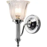Elstead Lighting Vägglampa Carroll, dimbar, Förkromad / silver, Badrum, Glas, Modern, Vägglampa, sänglampa, sänglampa vägg