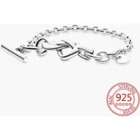 Wucifang Jewelry Äkta 925 Sterling Silver Infinite Knotted Heart T-Bar Strip Armband Multi-Snake Bangle Bröllopsfest Flickor Fina smycken 19cm