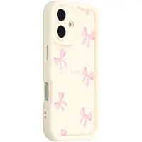 Mtp Products iPhone 16 Snyggt stötsäkert TPU-skal med upphöjda kanter - Vit / rosett