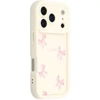 Mtp Products iPhone 17 Pro Max Snyggt stötsäkert TPU-skal med upphöjda kanter - Vit / rosett