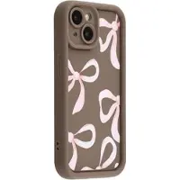 Mtp Products iPhone 15 Plus Snyggt stötsäkert TPU-skal med upphöjda kanter - Brun / Stor rosett