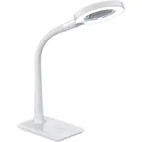 TRIO Lighting LED förstoringslampa Lupo, dimbar, Vitt / opal, Arbetsrum / kontor, Syntetmaterial, Modern, LED-bordslampa