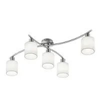 TRIO Lighting Taklampa Garda, dimbar, Aluminium / grå / zink, Vardagsrum / matsal, Textil / tyger / siden, Modern, Taklampa
