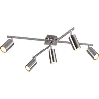 TRIO Lighting Marley takspotlight, matt nickel 5 lampor Marley, dimbar, Aluminium / grå / zink, Vardagsrum / matsal, Metall, Modern, Halogen spots
