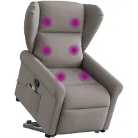 vidaXL Massagefåtölj med uppresningshjälp taupe tyg