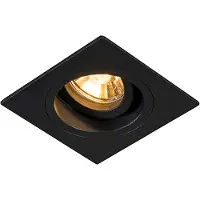QAZQA Smart infälld spotlight svart fyrkantig inkl. Wifi GU10 - Chuck