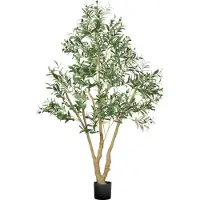 Vevor 180 cm konstgjort olivträd med svart kruka, högt konstgjort träd med naturlig trästam och realistiska gröna blad och frukter, inomhuskonstväxt för hem, kontor, vardagsrum, hörndekor
