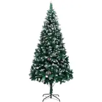 Plastgran med kottar och vit snö 240 cm