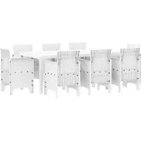 vidaXL Trädgårdsmöbelset 9 pcs Vit Polypropylen