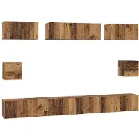 vidaXL TV-bänkset Väggmonterad 8 pcs Gammalt trä Konstruerat trä