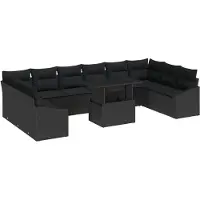 vidaXL Soffset med kudde 11 pcs Svart konstrotting