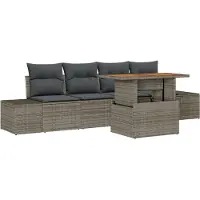 vidaXL Trädgårdsoffset med lagring 5 pcs Grå Poly rattan