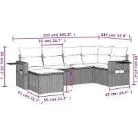 vidaXL Loungegrupp med dynor 6 delar svart konstrotting