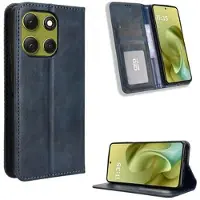 Mtp Products Motorola Moto G86 Power Retro Plånboksfodral med Magnetstängning - Blå