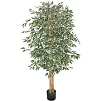 Vevor 180 cm konstgjord ficusträd med svart kruka, hög konstgjord ficusväxt med naturlig trästam och realistiska gröna blad, konstgjord silkesträd för inomhusbruk för hem, kontor, vardagsrum eller hör