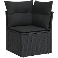 vidaXL Trädgårdsoffset 8 pcs Svart Poly Rattan och Pulverlackerad Stål