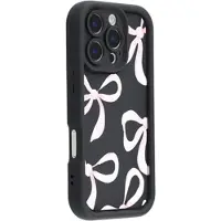 Mtp Products iPhone 16 Pro Snyggt stötsäkert TPU-skal med upphöjda kanter - Svart / Stor rosett