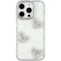 Mtp Products iPhone 16 Pro Max Glittrande Kärlek och Pärla Hybridskal - Genomskinlig