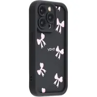 Mtp Products iPhone 14 Pro Snyggt stötsäkert TPU-skal med upphöjda kanter - svart / rosett