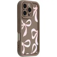 Mtp Products iPhone 16 Pro Max Snyggt stötsäkert TPU-skal med upphöjda kanter - Brun / Stor rosett