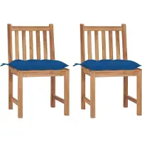 vidaXL Trädgårdsstolar 2 st med dynor massiv teak