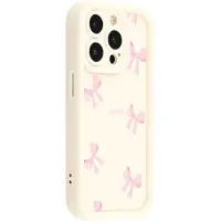 Mtp Products iPhone 13 Pro Snyggt stötsäkert TPU-skal med upphöjda kanter - Vit / rosett