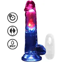 Realrock - dildo med pung - vibrator glödande - 20 cm