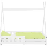 ECD-Germany Säng med skydd mot utfällning och spjälram 70x140 cm Vit furu ML-Design