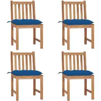 vidaXL Trädgårdsstolar 4 st med dynor massiv teak