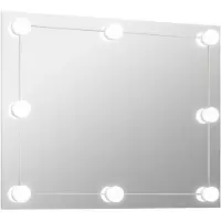 vidaXL Väggspegel utan ram LED-belysning rektangulär