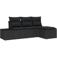 vidaXL Trädgårdsoffset 4 pcs Svart Poly Rattan och Pulverlackerad Stål