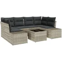 vidaXL Trädgårdsoffset 8 pcs Ljusgrå och mörkgrå konstrotting