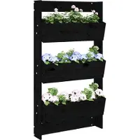 vidaXL Odlingslåda för vägg 3 nivåer 60x18,5x110 cm svart massiv furu