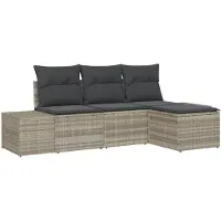 vidaXL Trädgårdsoffset med kudde 4 pcs Ljusgrå konstrotting