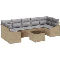 vidaXL Soffset med kudde med lagring 8 pcs Beige och Grå konstrotting