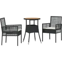 vidaXL Trädgårdsmöbelset 3 pcs Svart konstrotting