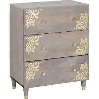 vidaXL Sideboard Grå och Guld 60 x 33 x 75 cm Massivt mangoträ