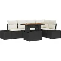 vidaXL Trädgårdsoffset med lagring 6 pcs Svart Poly rattan