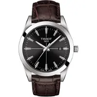 Tissot Wind Series Kvartsverk 100 Meter Vattentåligt Armbandsur 40 Mm Svart Urtavla Rostfritt Stålboett Läderarmband Herrklockor T127.410.16.051.01 Regular Watch Box,Brown Strap black