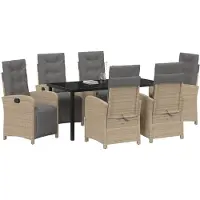 vidaXL Trädgårdsmöbelset 7 pcs Beige konstrotting