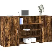 vidaXL Receptionsdisk rökfärgad ek 200x50x103,5 cm konstruerat trä