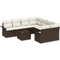 vidaXL Trädgårdsoffset 9 pcs Brun Poly rattan