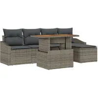 vidaXL Trädgårdsoffset med lagring 6 pcs Grå Poly rattan