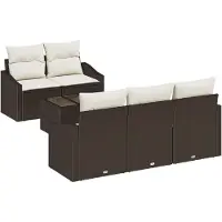 vidaXL Soffset med kudde med kudde 6 pcs Brun och Kräm konstrotting