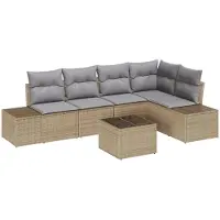 vidaXL Trädgårdsoffset 6 pcs Beige konstrotting