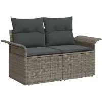 vidaXL Trädgårdsoffset med kudde med lagring 7 pcs Grå Poly rattan