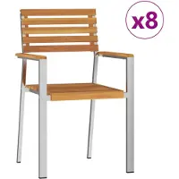 vidaXL Trädgård Stol 8 pcs Olivenatur Massivt Akaciaträ